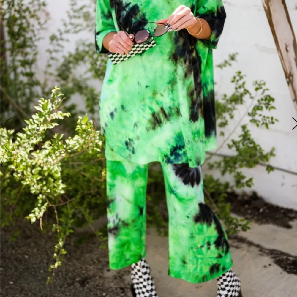 Dressed in LALA Lex Ribbed Playsuit Lime Slush Tie Dye